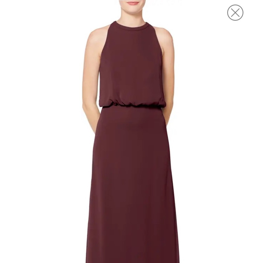 Wine LevKoff Halter Neck Blouson Bodice Chiffon Evening. Not Altered. Size 8.